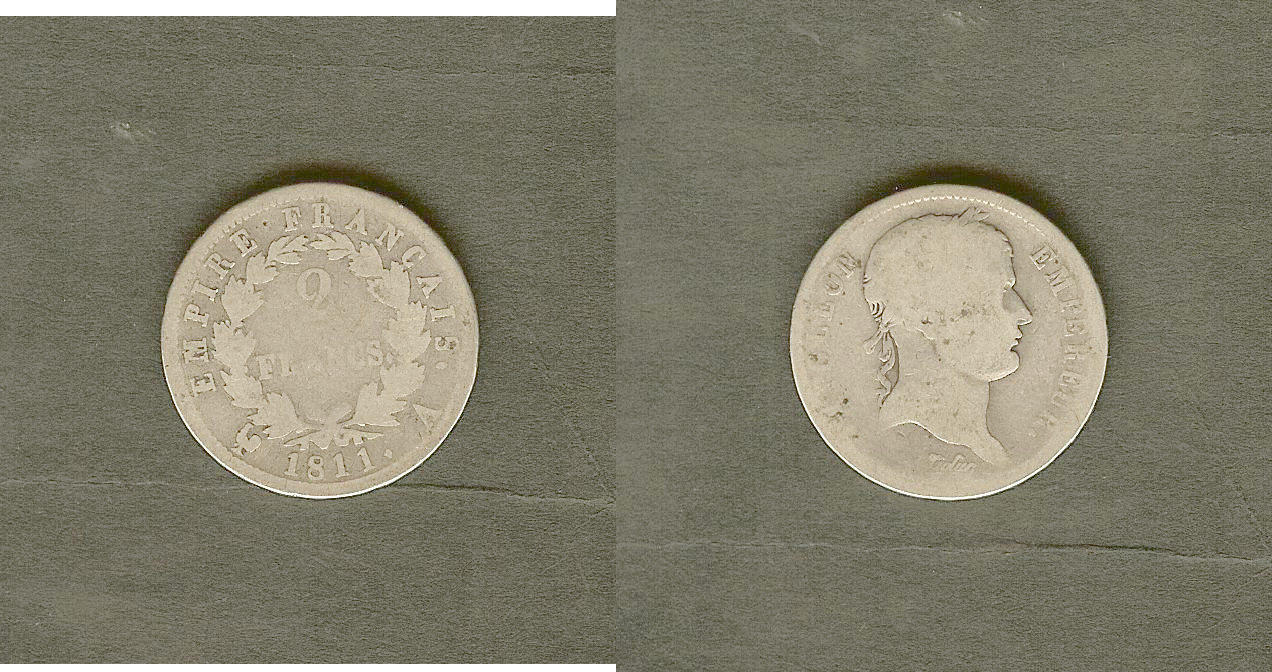 2 francs Napoléon Bonaparte 1811A VG